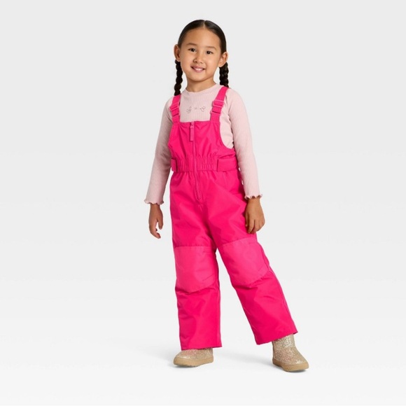CAT AND JACK toddler Girls Snow Pants Overall Bib Winter Ski Pink 3T Adjustable - Picture 1 of 12